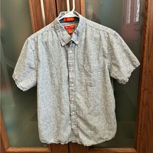 Joe Fresh Light Gray/Blue Casual Button-Down Shirt